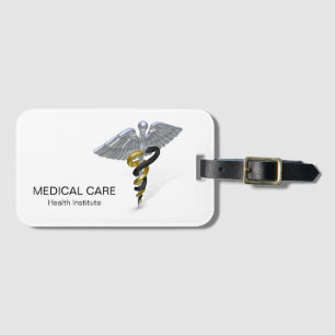 Medical Silver Caduceus Black Guld - Bagagetag Bagagebricka