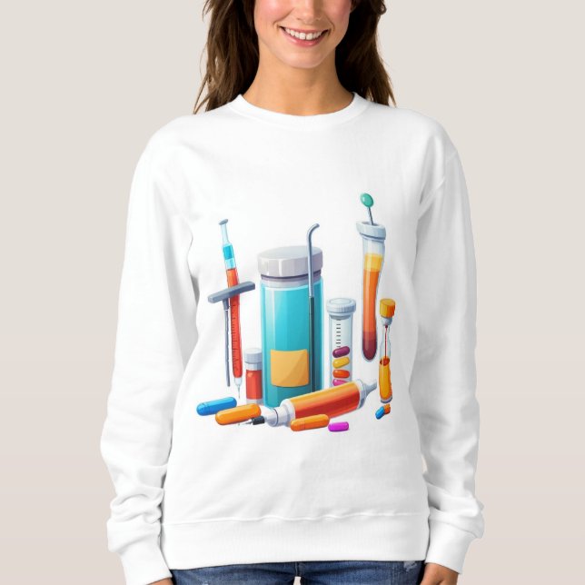 Medical Tools Cartoon Sweatshirt T Shirt (Framsida)