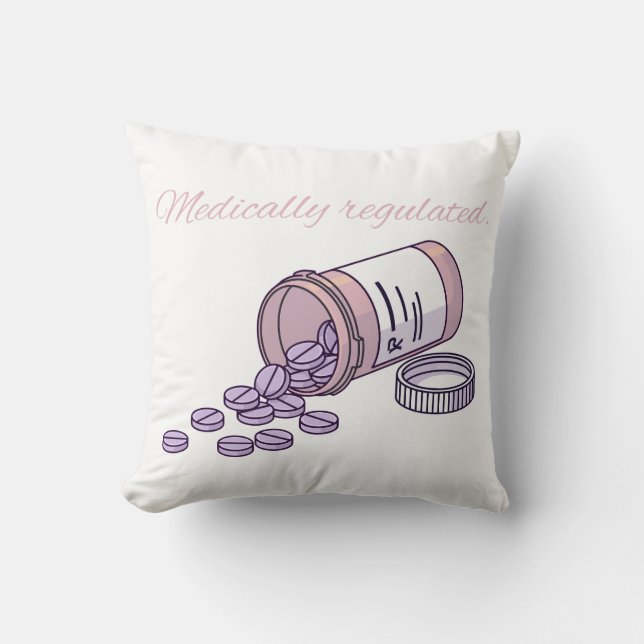 Medically Regulated Cute Pink Pill Bottle Girly Kudde (Framsida)