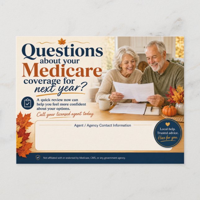 Medicare Agent Höst Klient Påminnelse Postkort Helg Vykort (Framsida)