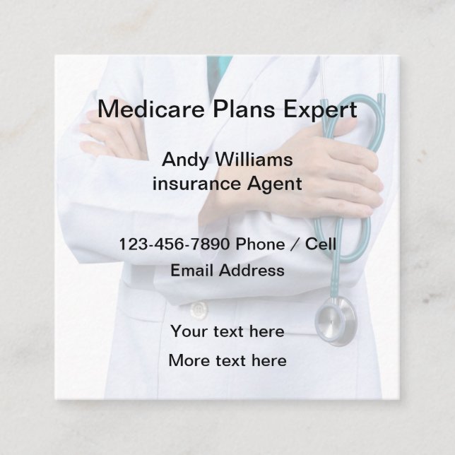 Medicare Plans Expert Health Insurance Rep. Fyrkantigt Visitkort (Framsida)