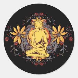 Medicin Buddha i meditation Runt Klistermärke