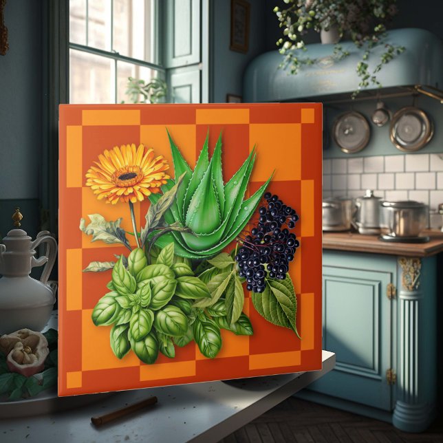 Medicinal Herbs Kitchen Accent Tile Kakelplatta (Skapare uppladdad)