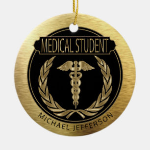 Medicinare - exklusiv svart och guld julgransprydnad keramik