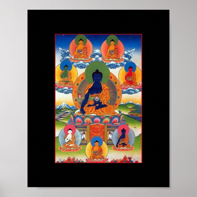 Medicinbuddha tibetansk buddhistisk konst poster (Framsidan)