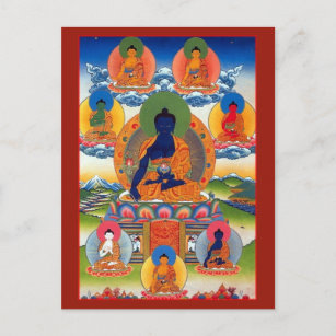Medicine Buddha Tibets buddhist Altar Card Vykort