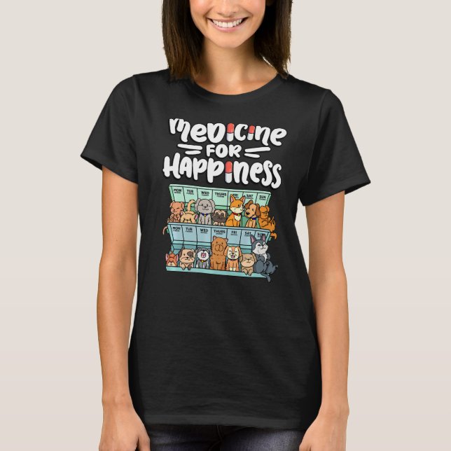 medicine for happiness pill box animals dog breeds t shirt (Framsida)