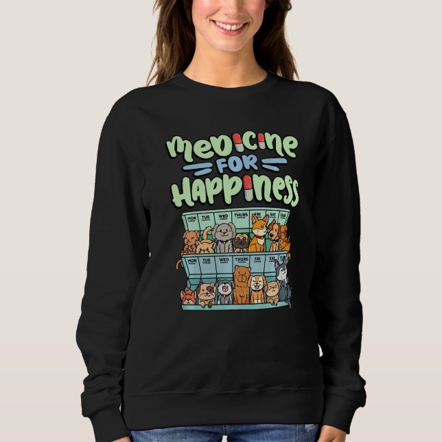 medicine for happiness pill box animals dog breeds t shirt (Framsida)