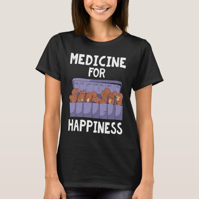 Medicine for Happiness Squirrels watching Squirrel T Shirt (Framsida)