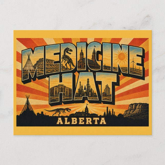 Medicine Hat Alberta Solstaden Vykort (Framsida)