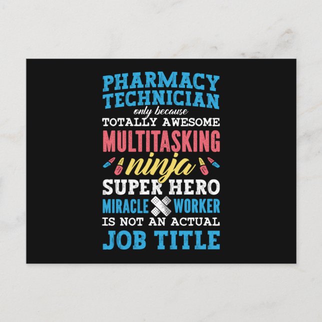 Medicine Hero Pharmacy Technician Tech Pharmaci Vykort (Framsida)