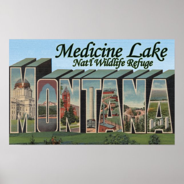 Medicine Sjö Nat'l Refuge, Montana Poster (Framsidan)
