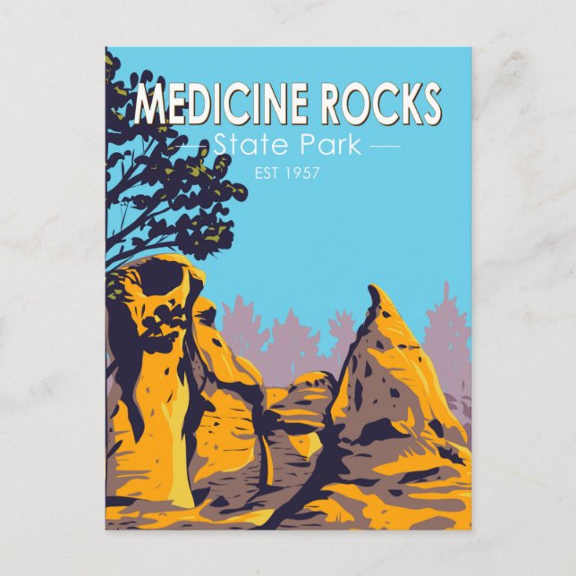 Medicine Sten State Park Montana Vintage Vykort (Framsida)