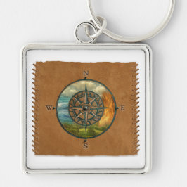 Medicine Wheel - Keychain Fyrkantig Silverfärgad Nyckelring
