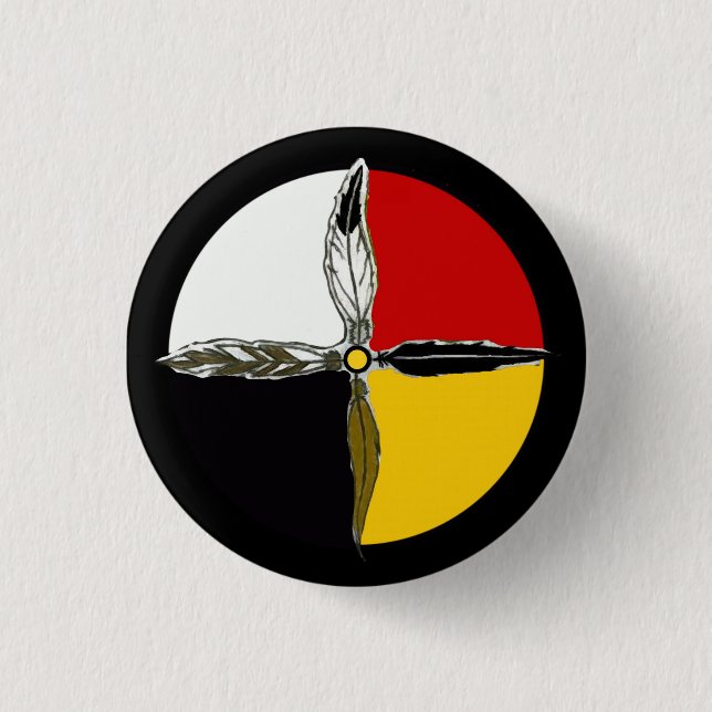 Medicine Wheel Kor Native American Button Pin Knapp (Framsida)