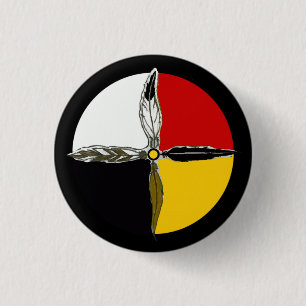 Medicine Wheel Kor Native American Button Pin Knapp