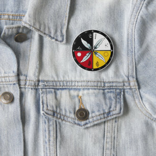 Medicine Wheel Mandala Round Infödd Knapp