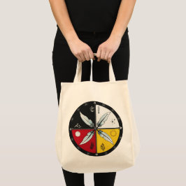 Medicine Wheel Mandala Round Infödd Tygkasse