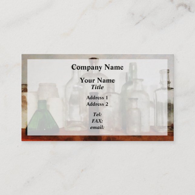 Medicinflaskor höga och låga visitkort (Framsida)