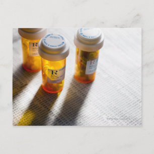 Medicinflaskor på lager sida vykort