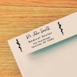 Medicinsk asclepius Modern Script-Returadress Självfärgande Stämpel