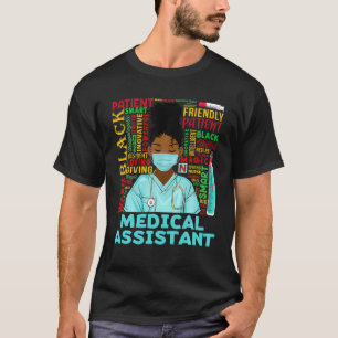 Medicinsk assistent African American Women Black H T Shirt