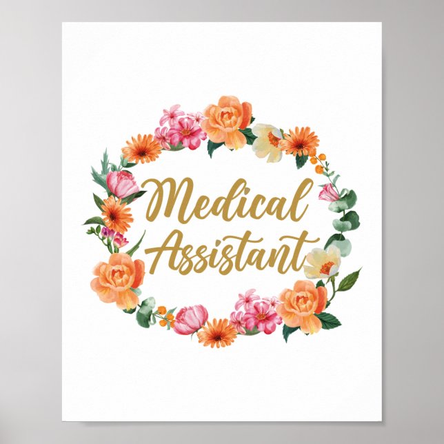 Medicinsk assistent Cma Medical Assistant Blommigt Poster (Framsidan)