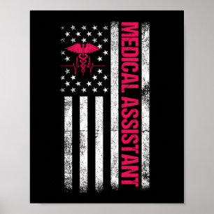 Medicinsk assistent CMA Patriotic American Flagga Poster