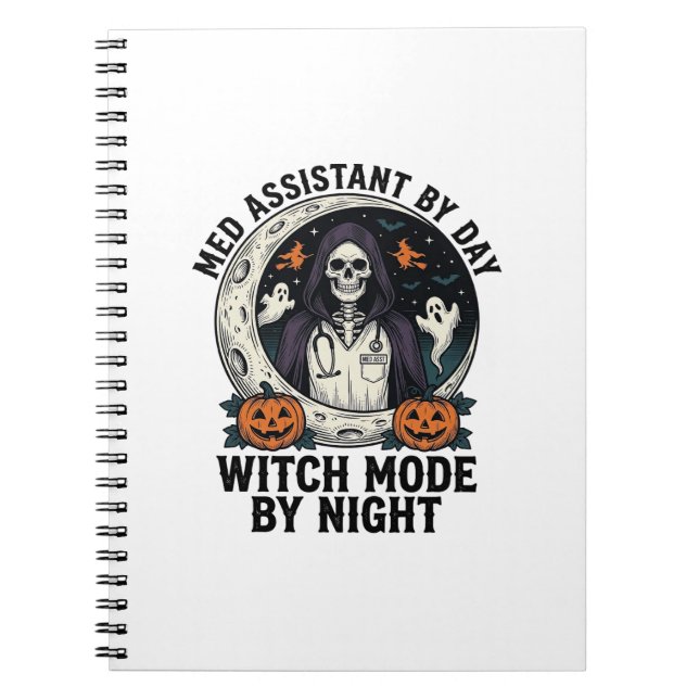 Medicinsk assistent Halloween häxa vintage gravyr Anteckningsbok (Framsidan)
