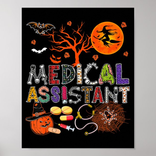 Medicinsk assistent Halloween Zombie Costume Scary Poster (Framsidan)