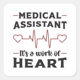 Medicinsk assistent Heart Doktor Medicine Funny Fyrkantigt Klistermärke