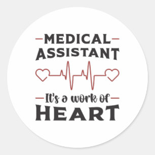 Medicinsk assistent Heart Doktor Medicine Funny Runt Klistermärke