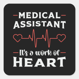 Medicinsk assistent Heart Doktor Medicine Nurse Fyrkantigt Klistermärke