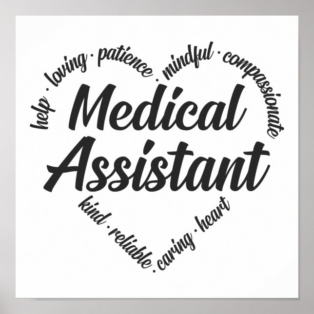 Medicinsk assistent Heart Ord Cloud Poster (Framsidan)