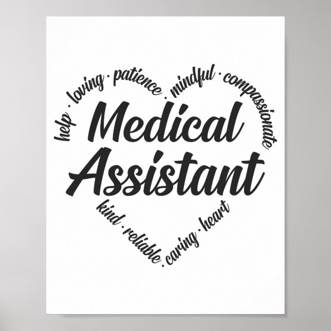 Medicinsk assistent Heart Ord Cloud Poster (Framsidan)