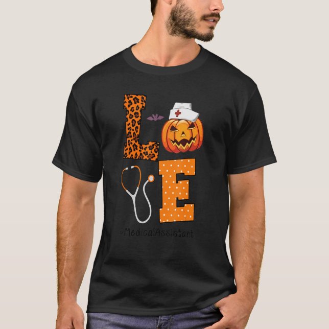 Medicinsk assistent Kärlek Halloween-sjuksköterska T Shirt (Framsida)