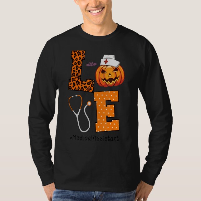 Medicinsk assistent Kärlek Halloween-sjuksköterska T Shirt (Framsida)