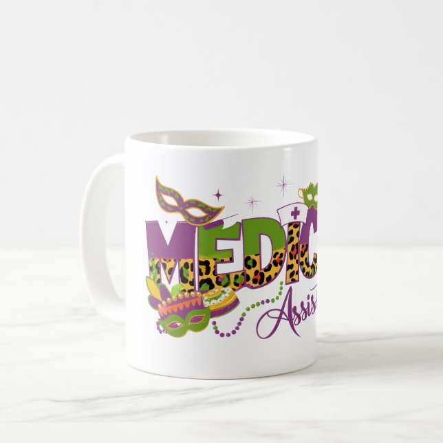 Medicinsk assistent - Mardi Gras Kaffemugg (Framsida vänster)