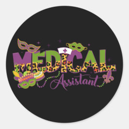 Medicinsk assistent - Mardi Gras Runt Klistermärke