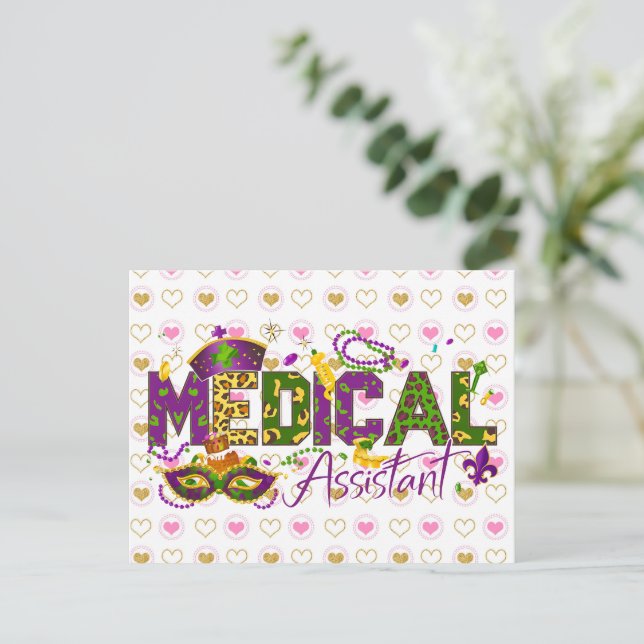 Medicinsk assistent - Mardi Gras Vykort (Stående Fram)