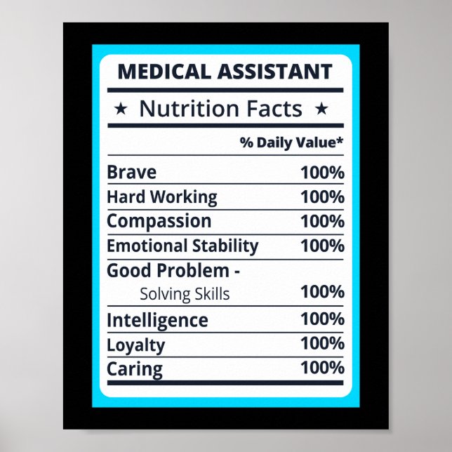 Medicinsk assistent Nutrition Facts CMA Poster (Framsidan)