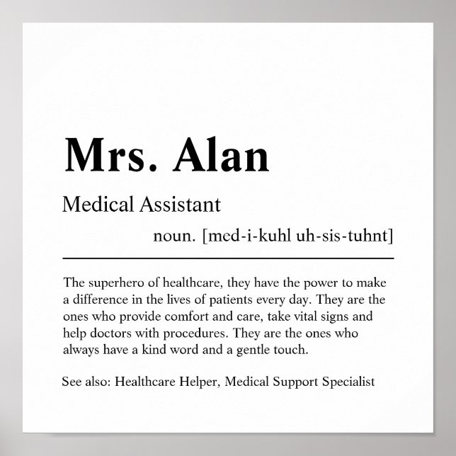 Medicinsk assistent Personlig Gift Poster (Framsidan)