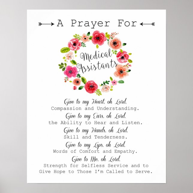 Medicinsk assistent Prayer Art Poster (Framsidan)