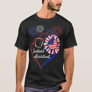 Medicinsk assistent Solrosamerikansk Flagga 4:e av T Shirt