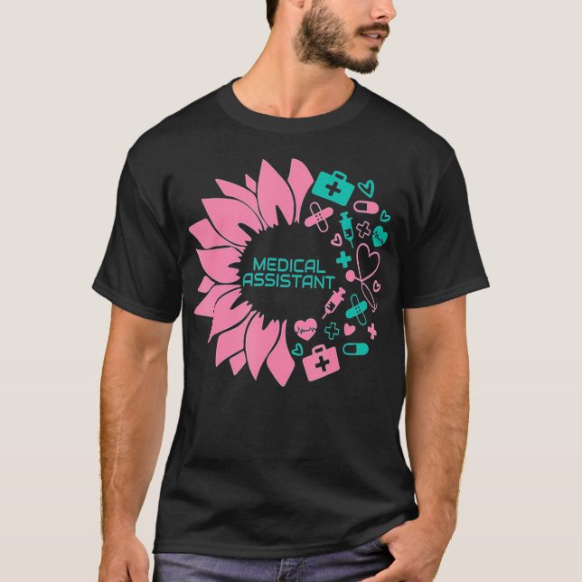Medicinsk assistent Solrosblommor Flower Nursing S T Shirt (Framsida)