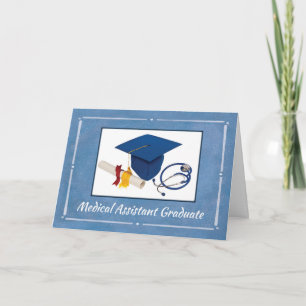 Medicinsk assistent Student Cap Diploma Stethoscop Kort