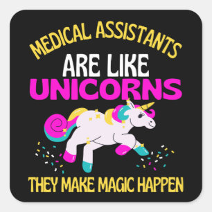 Medicinsk assistent Unicorn , Magic Unicorn Fyrkantigt Klistermärke