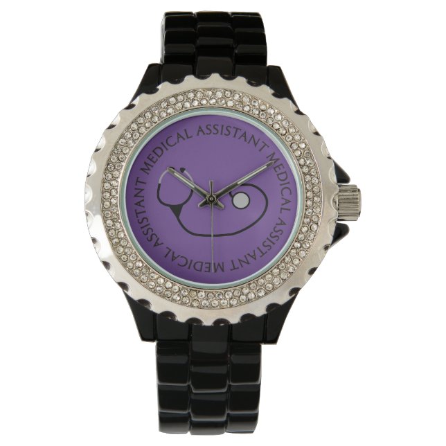 Medicinsk assistent Watch Stethoscope Lila Armbandsur (Framsida)