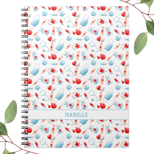 Medicinsk bärbara datorer i Mönster Monogram Anteckningsbok (Medical Pattern Name Monogram Notebook)