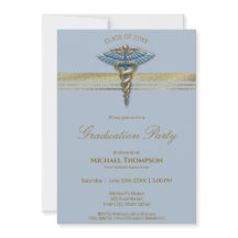 Medicinsk blå Caduceus Guld Rand Studenten